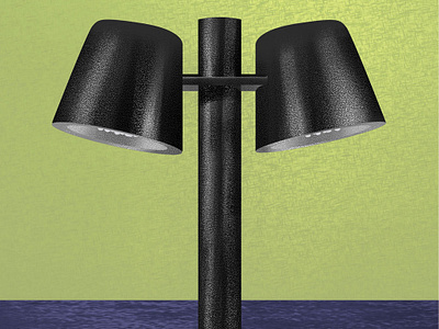 Lamp on green background black chrome colors design green illustration lamp object shiny texture