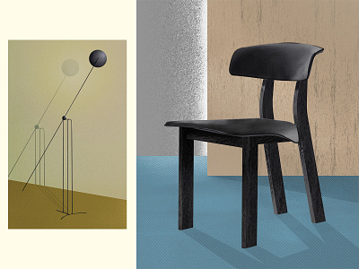Lamp & chair* black blue carpet chair chrome colors design gold illustration interior design lamp light metal object render shadow texture volume wood