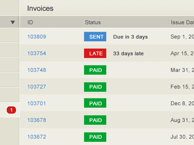 Client Invoices interface ui user interface webapp