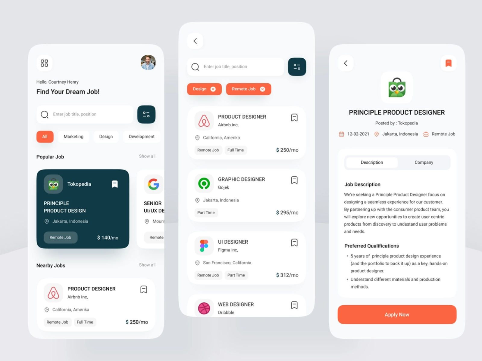 Job Search app design by Devasath on Dribbble