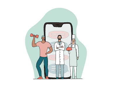 Easy access to expert care 2d application character chef coach colorful digitalart doctor dribbble flat illustration phone procreate simple vector