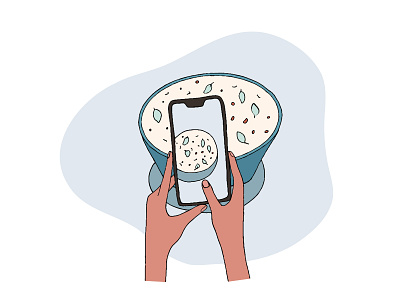 Personalized Diet Design 2d design dribbble flat food hands illustration illustrator phone photo simple vector