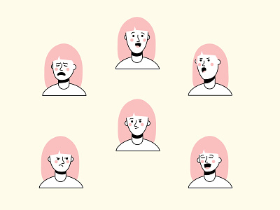Emotions 2d angry character characterdesign colorful dribbble emotions excited flat girl icons illustration sad stickers vector