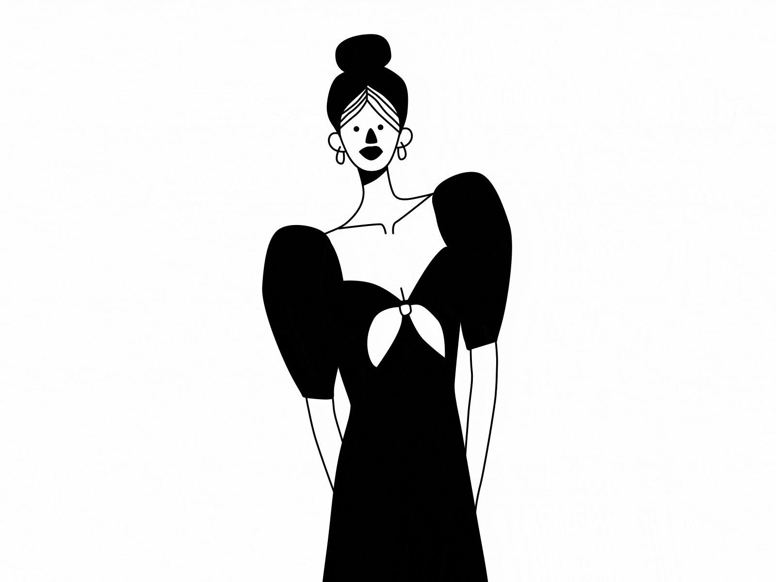 Inktober Knot 2d aftereffects animation black character dress dribbble fashion flat gif girl illustration inktober knot style vector