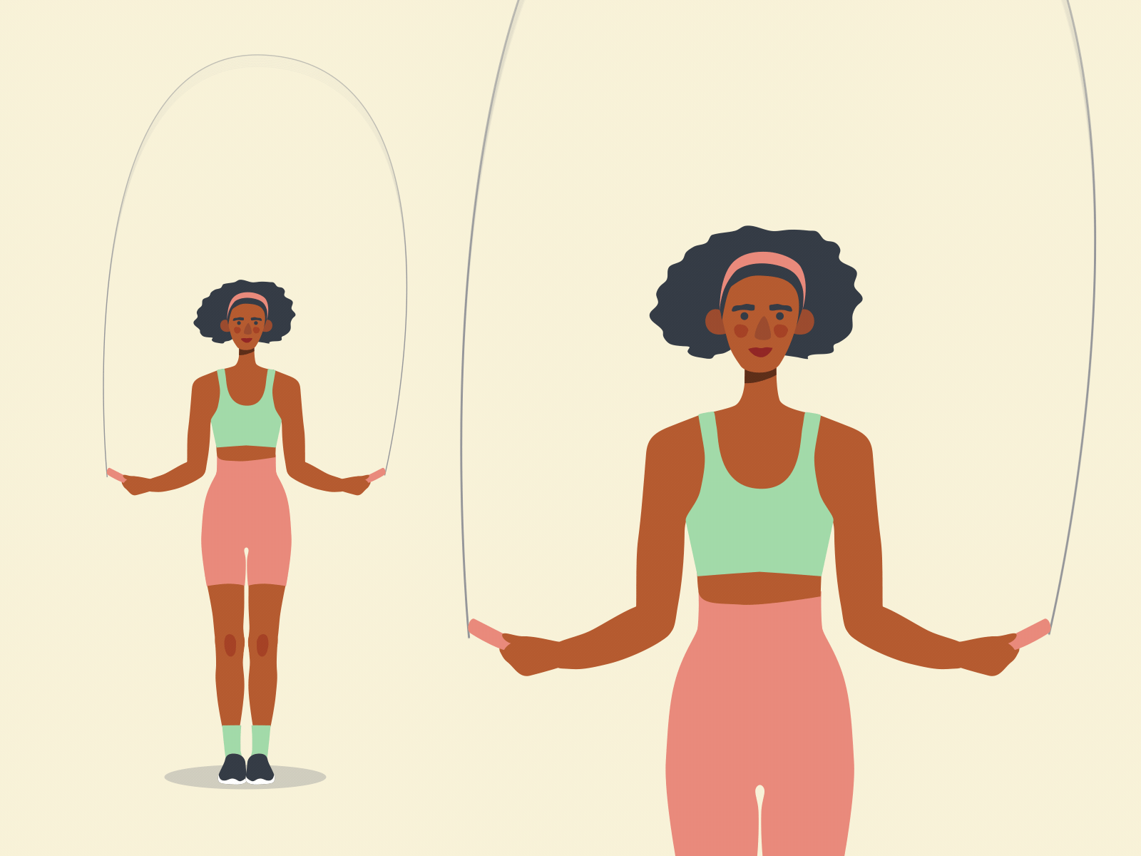 Skipping rope | Animation 2d aftereffects animation character characterdesign colorful dribbble flat gif girl illustration inktober jump sport vector