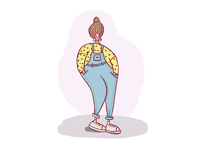 Girl in overalls character characterdesign girl illustration overalls procreate style