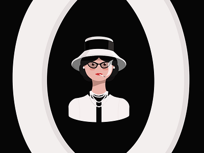 “Coco” Chanel black chanel character character design design digitalart fashion hat icon illustration portrait procreate smocking style woman