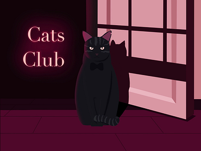 Cats Club art cat club colors digitalart drawing dribbble illustration illustrator minimal pink procreate