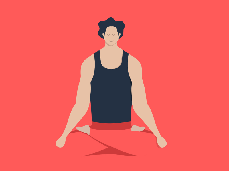 Meditation vector character dribbble red meditation flat 2d illustration