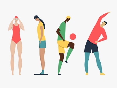 [3/4] Healthy lifestyle Illustrations for Macrovector 2d character character design colors dribbble flat football healthy illustration sport swimmer