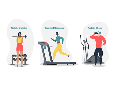 Healthy lifestyle activities adobeillustration character design dribbble illustration running sport treadmill vector