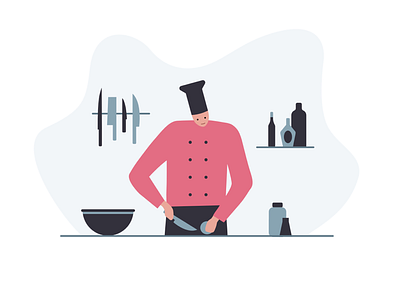 Cafe. Chef. 2d cafe character chef colorful cooking dribbble flat illustration kitchen vector