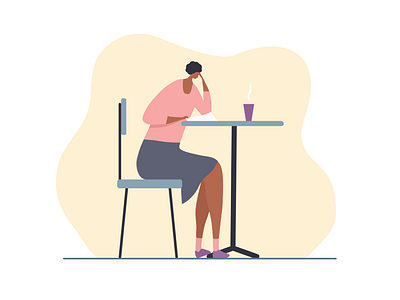 Cafe. Reading. 2d cafe character characterdesign colorful design dribbble flat girl illustration minimal reading simple style vector