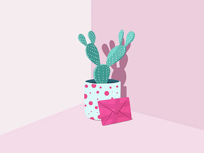 Dribble invitation cactus colorful dribbble illustration invitation invite letter pink