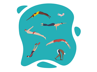 Swimming set 2d baby blue colorful dribbble flat illustration jump simple swimming ui ux water