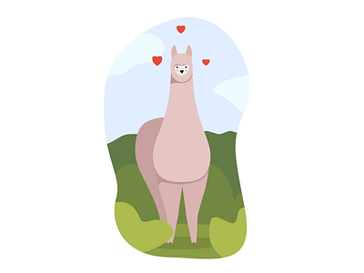 Just lama animal character cute dribbble illustration lama nature simple ui ux vector web