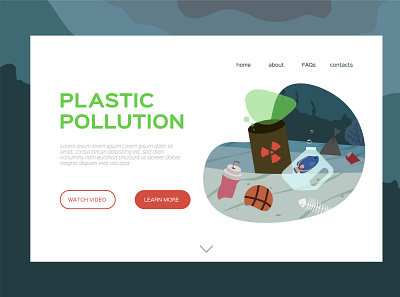 Pollution web page 2d banner colorful design dribbble flat garbage illustration ocean pollution ui ux vector web