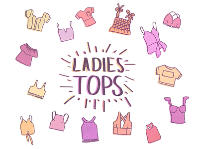 Ladies Tops clothes colorful cute fashion illustration minimal procreate simple sketch