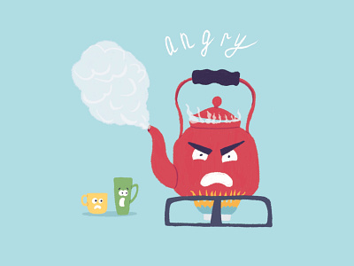 Angry 😡 2d angry blue character characterdesign colorful cup cute digitalart dribbble flat illustration kettle sketch