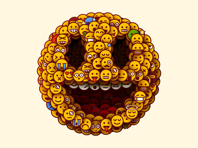 Smile abstract chat crowd emoji face happy illustrator smile vector yellow