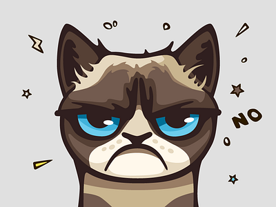 Grumpy cat angry animal cartoon cat grumpy illustration print sad vector