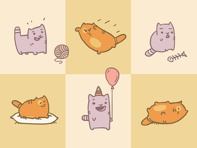 Friday cats ball baloon cats fish illustration jump kitten kitty pillow play sketch