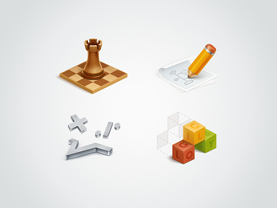 Logic chess cube icons knowledge logic maths minus paper pencil play plus teach
