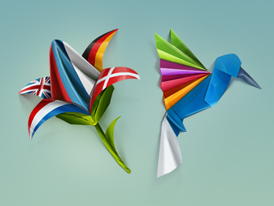Origami calibri flower illustration indestudio languages origami