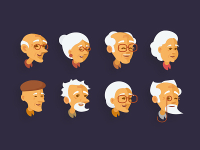 Grandparents cartoon character grandma grandpa grandparents illustration old person