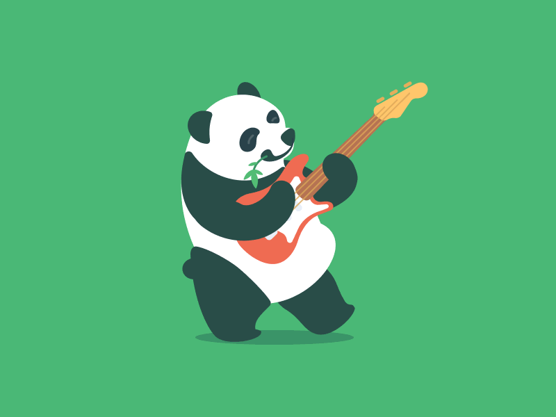 Panda animal character illustration jazz melody metal panda play music rock sound