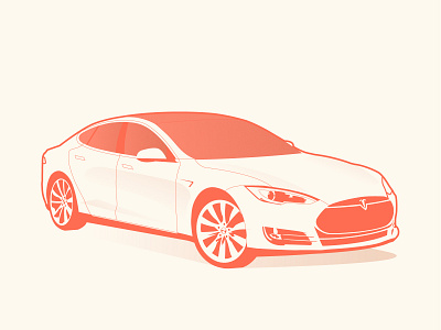 Tesla model S car fun illustration vector