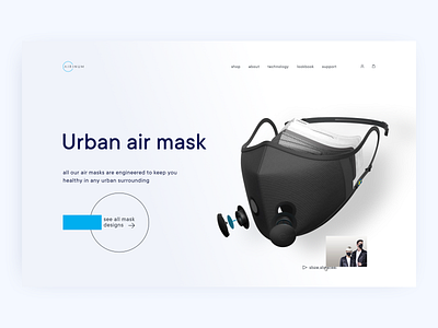 Urban air mask concept design minimalism product page webdesign