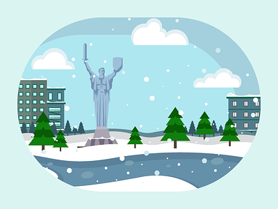 Winter in Kyiv cold illustration kyiv snow winter