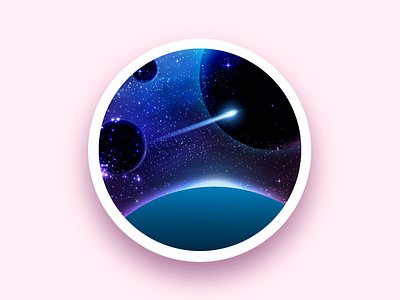 Space badge blue design galaxy illustration landscape moon planet space star vector