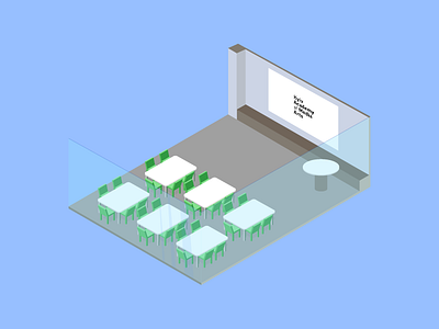 Lecture hall isometric illustration isometric office room work workplace