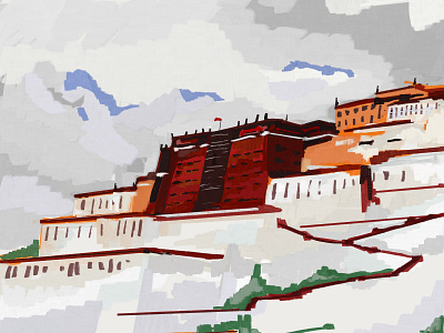 Tibet, the Potala Palace art digitalart digitalpainting illustration painting procreate