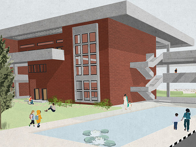 Perspective illustration of a school