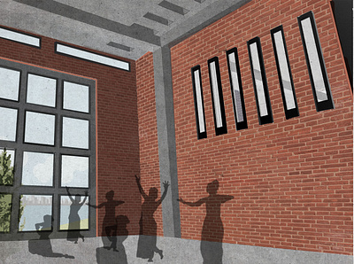 3D illustration of a performing arts school architecture design digital art graphic design illustration sketch