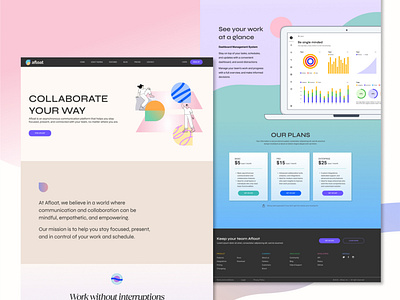 Landing page for Afloat, a mindful team communications app