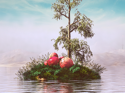 Cherry Isle 3d abstract art artwork cinema4d graphics island motion render shapes surreal