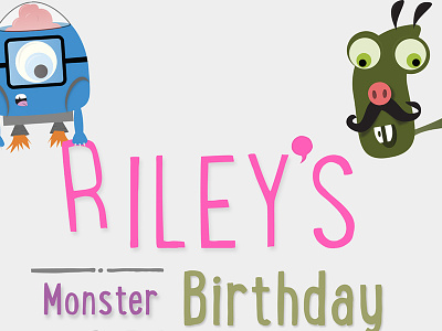 Riley's Birthday Party animation birthday card cartoons design illustration invitation monsters print design