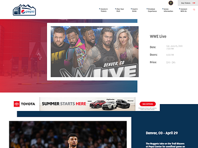 Pepsi Center Redesign adobe xd ui ux web design