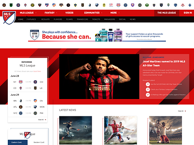 MLS (Major League Soccer) Redesign Concept adobe xd soccer sports ui ux web design website