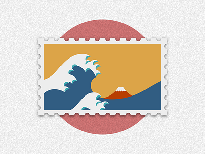 Travel of Stamp—Kanagawa illustration japan kanagawa mountain sea sketch spray stamp travel