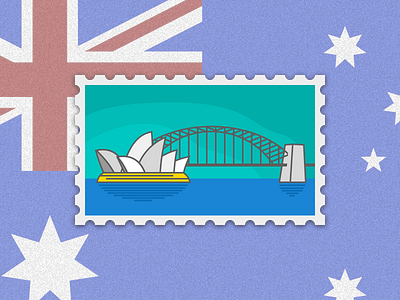 Travel of Stamp—Sydney australia bridge illustration opera house sea sketch stamp sydney travel