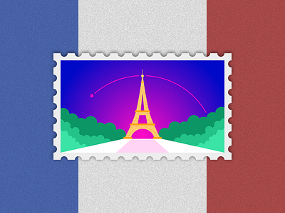 Travel of Stamp—Paris city eiffel tower france illustration night paris sketch stamp star travel