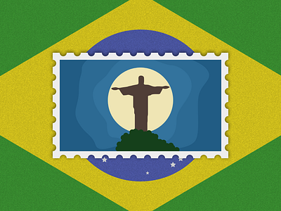 Travel of Stamp—Rio De Janeiro brazil hill jesus moon moonlight night rio de janeiro