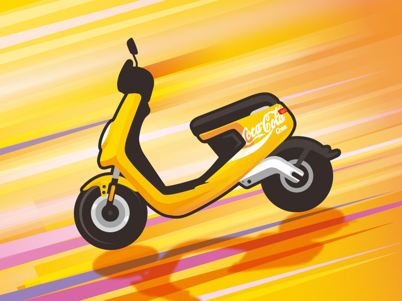 NIU M1 electric niu coca cola motocycle scooter illustration limited edition yellow