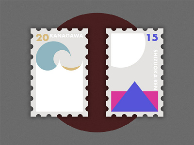 Travel of Stamp—Japan fuji geometry illustration japan kanagawa sea shizuoka ken simple stamp travel wave white