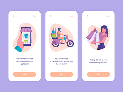 Onboarding screens for mobile application app application art branding creative design graphic design illustration logo mobile onboarding phone picture typography ui ux vector
